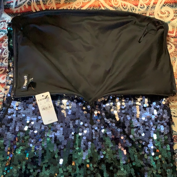 NWT Express Multicolored Sequin Strapless Mini Dress Cocktail Dress $108 - Picture 6 of 15